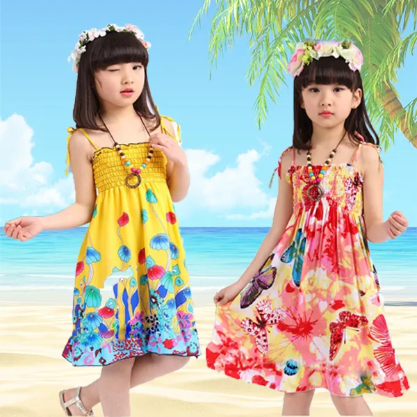 Kids Dress Smocked (3-5 Years Old)Baby Girl String Dress Printed Summer  Beach Dress Ootd Pambahay | Lazada Ph