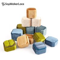 1PCS New Velvet Jewelry Box Octagonal Ring Box Double Ring Box Wedding Ring Box With Detachable Lid