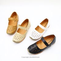 COD ☫ รองเท้าpop[15-1A] รองเท้าคัชชูทรงวย รองเท้าออกงาน รองเท้าทำงาน ้นเตี้ย ลายฉลุ ลูกไม้ (ีดำ/ ขาว/ แทน/ แอปริคอ