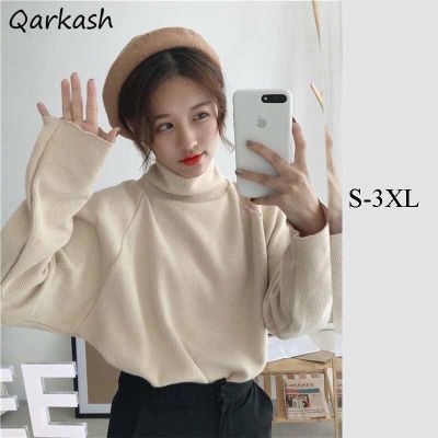 Long Sleeve T-shirts Women 5 Colors Turtleneck Solid S-3XL Autumn Female All-match Comfortable Leisure Ulzzang Tender Ins New