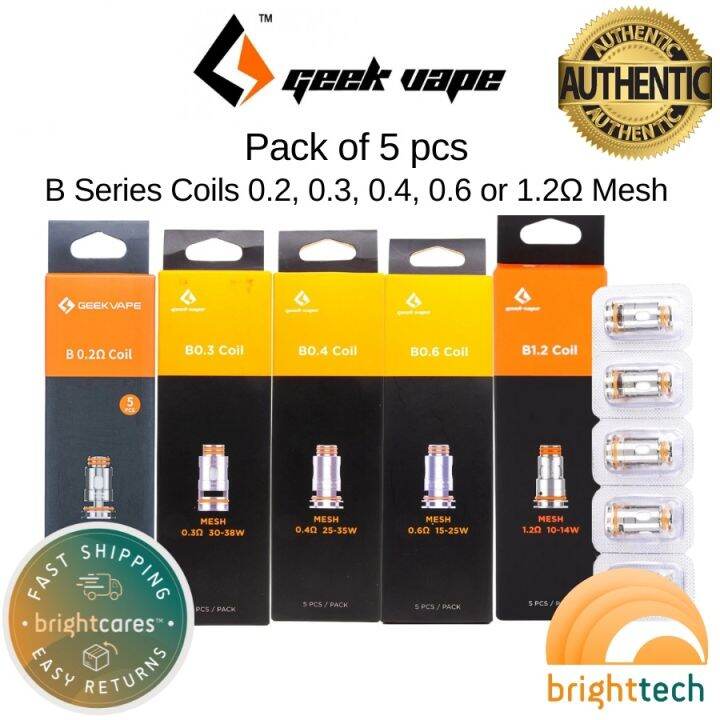 Geekvape Aegis Boost Boost Plus or Hero Coil Replacement (B Series Coil) Occ Legit Pack of 5