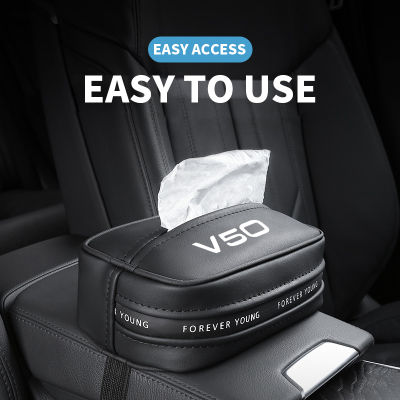 กล่องกระดาษทิชชู่อเนกประสงค์สำหรับเบาะรถยนต์,กล่องกระดาษที่วางผ้าเช็ดปากที่ใส่ทิชชูหนังอุปกรณ์เสริมรถยนต์กระเป๋าใส่กระดาษชำระรถยนต์สำหรับรถวอลโว่ V60