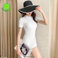 [mingyuan] Blackwhite long-sleeved conservative slim swimsuit