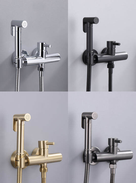 Bidet Sprayer Hot and Cold Brass Handheld Sprayer and Valve Chrome