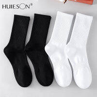 【Huieson】ถุงเท้าหลอดยาววิ่งบาสเก็ตบอลถุงเท้ากีฬาสีทึบท่อปานกลางและสั้น