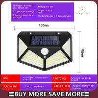 100leds ไฟแสงอาทิตย์กลางแจ้ง1200Mah แบตเตอรี่ลิเธียม120องศาเซ็นเซอร์วัดรังสีอินฟาเรดโคมไฟผนังส่องสว่าง【cod】11