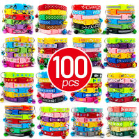 Wholesale 100 X Dog Collar With Bell For Dog Adjustable Collar Product Accessories Buckles ID Tag Cat Paw Puppy Collar