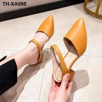 ?✵ 2023 new high-heeled Baotou sandals womens summer temperament thin heel back space to fashion large size high heels