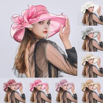 Womens Summer Dress Hat Wide Leaf Flower Bridal Shower Hat Sun Hats Beach  Hat Women Summer Hats