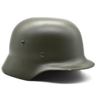 คลาสสิก WW2เยอรมัน Elite Wh Army หมวกกันน็อคเหล็ก M1935 M35แบบจำลอง Stahlhelm พร้อมสายหนังและสายหนังคาง (BK สีเขียวแทน)