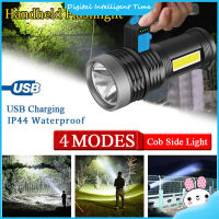 ไฟฉาย LED ชาร์จสว่างมากแบบ USB ได้1000LM,ไฟฉายจิ๋วกลางแจ้งพร้อมที่จับสำหรับตั้งแคมป์ในกรณีฉุกเฉินเดินป่า