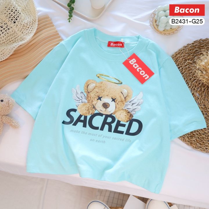 เสื้อแฟชั่น-ครอปน่ารัก-ลาย-ตุ๊กตาหมีติดปีก-sacred