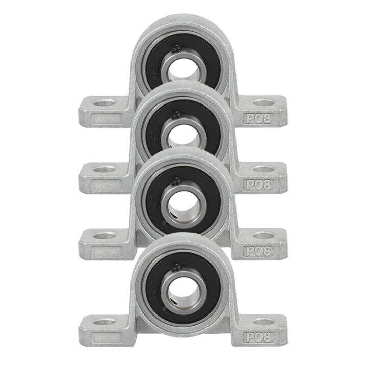 4Pcs KP08 Pillow Block Mounted Ball Bearing (Diameter 8mm Bore) Zinc