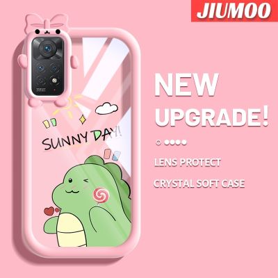 เคส JIUMOO สำหรับ Xiaomi Redmi Note 11 Pro Note 5G 11e Pro เคสโทรศัพท์แบบใสนิ่มลายการ์ตูนมอนสเตอร์สีสันสดใสสดใสน่ารักมีโบว์แฟชั่นที่ใส่ป้องกันเลนส์กล้องเคสซิลิโคนใสกันกระแทก