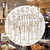 QianXing Shop 10pcs Wooden Table Stand Numbers Stick Set +Round Base 1-10/10-20 Wedding Party Decors