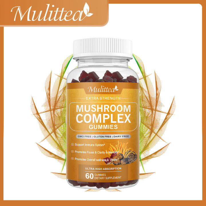 Mulittea Mushroom Gummies 2500mg Contains Turkey Tail Chaga Reishi