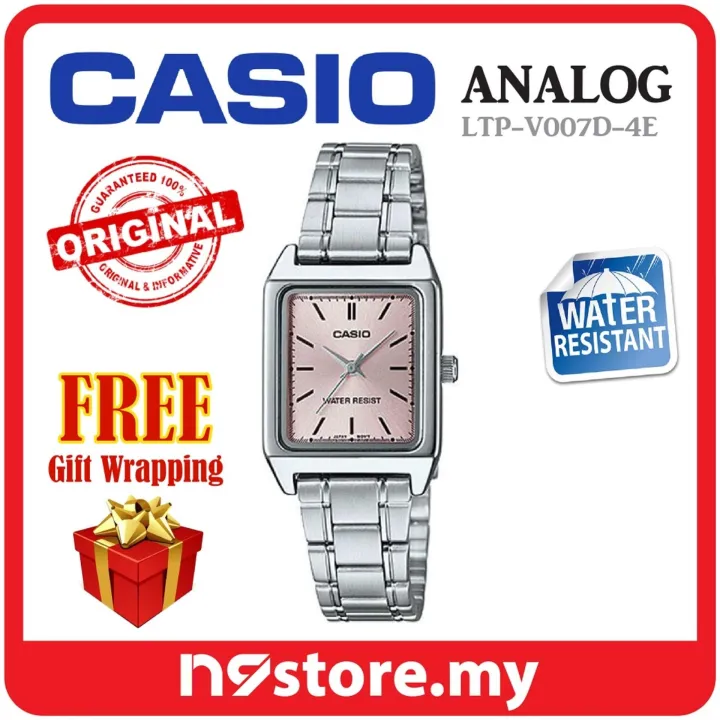 Casio LTP-V007D-4E Analog Women Watches Stainless Steel Pink Dial Stainless Steel Ladies Business Watch Jam Tangan Original