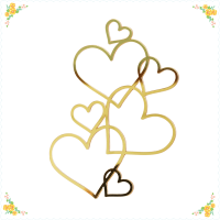 CHUN 7 Hearts Wedding cake Topper Minimalist Gold เงินรักหัวใจตกแต่งปาร์ตี้