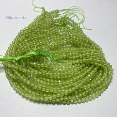 Wholesale Natural 3mm+-0.1 A+ Peridot Faceted Round Stone Loose Beads For Jewelry Making DIY celets Necklace Strand Gift 15"
