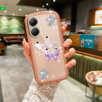 เคสโทรศัพท์ใหม่พร้อมส่งในสต็อกสำหรับ VIVO Y27 Y36 V27 V27e V25 V25e Y16 Y77 Y02A Y22S X90 Pro 5G 4G เคสโทรศัพท์2023พร้อมกลิตเตอร์น่ารักพลอยเทียมฝาครอบหลังผีเสื้อซิลิโคนเคสนิ่มกล้องแพ็คทุกชิ้น VIVOY27