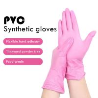 Sarung tangan nitril Pink sekali pakai sarung tangan rumah tangga PVC anti air Pink 100 buah untuk alat memasak dapur