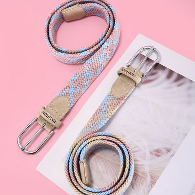 Punch free belt womens versatile jeans canvas belt woven elastic needle buckle student lazy cloth belt  Z145