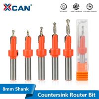 XCAN หัวเจาะ8Mm ก้าน Countersink เราเตอร์บิตดอกกัดไม้สำหรับตัดการกัดไม้งานไม้ HSS เครื่องมือการเจาะรู