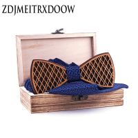 New design Double layer Wooden Bow Tie Mens Wood Bowtie Cufflinks Set Brand Business Cuff Links for Wedding Navy blue Tie Nails Screws Fasteners