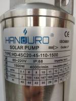 HANDURO ปั๊มน้ำบาดาล DC 1500W 110V 20 คิว 45 ม. ท่อน้ำ 2" บ่อ 4" รุ่น HD-4SC20-45-110-1500  มีกล่องควบคุม