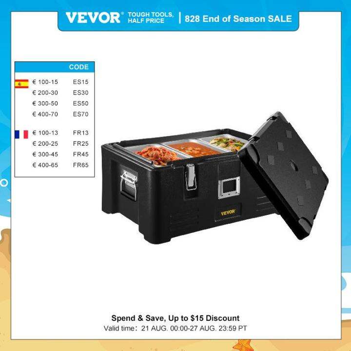 VEVOR 30L Insulated 3 Pans Food Carrier Food Delivery Container