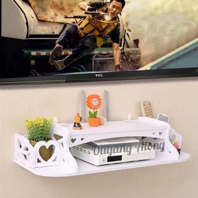 SUYANG 2 TIER WOODEN SHELF DVD PLAYER RACK TV RACK WALL MOUNTED