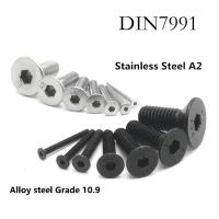 5-50pcs Allen Key Head Din7991 M2 M2.5 M3 M4 M5 M6 M8 Stainless Steel 304 Or Black Hex Socket Flat Countersunk Head Screw Screw Nut Drivers