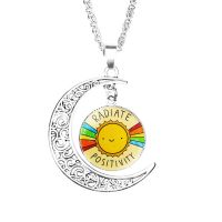 Radiate Positivity Moon Necklace Lovers Girls Chain Dome Glass Fashion Women Crescent Jewelry Stainless Steel Boy