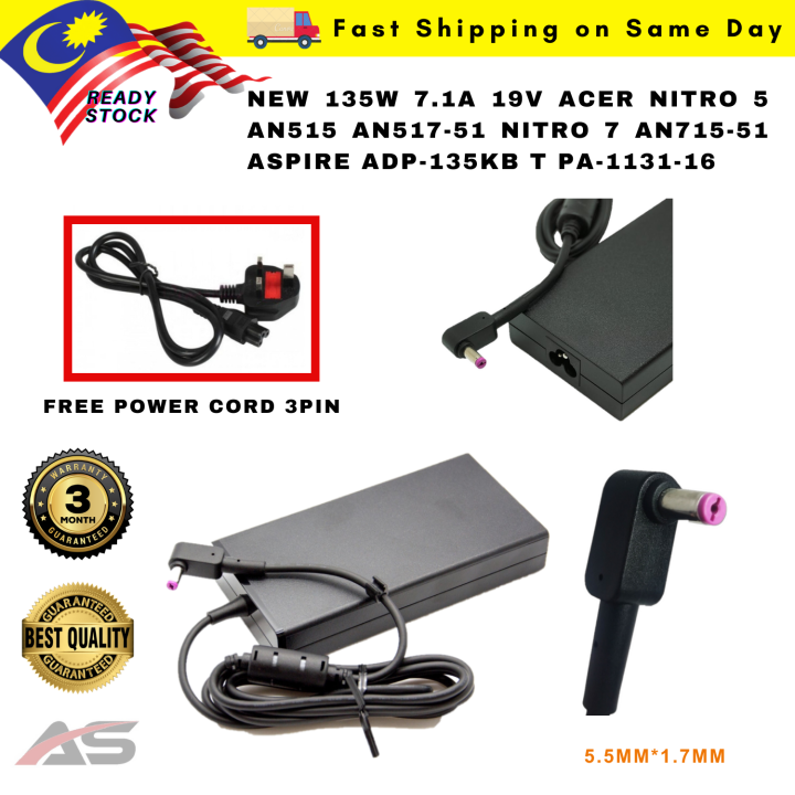 Adapter Charger For Acer Nitro 135W 7.1A 19V Acer nitro 5 AN515 AN517 ...