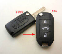 3ปุ่มดัดแปลง Flip Floding Remote Key Shell สำหรับ Peugeot 307 407 408ไม่มี Groove Blade จัดส่งฟรี