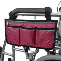 Feng Qi shopFeng Qi shopWheelchair Side Bag Portable Armrest Pouch Organizer Bag Stroller Hanging Bag Large Capacity Storage Bags