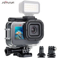 SOONSUN เคสกันน้ำสำหรับ GoPro Hero 11 10 9สีดำดำน้ำใต้น้ำฝาครอบป้องกันพร้อมรองเท้าเย็นสำหรับ Go Pro