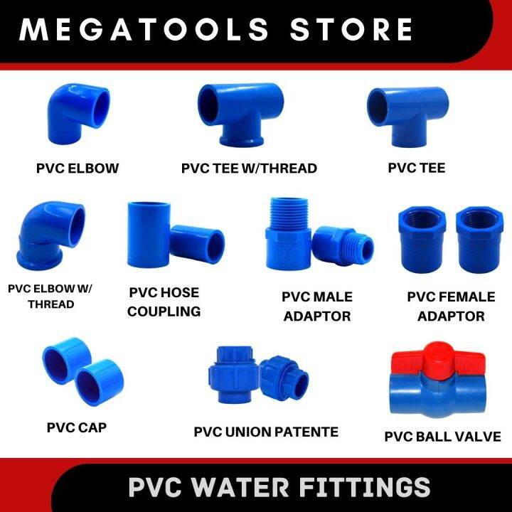 WATER PIPE FETTINGS (PVC TYPE, Elbow / Elbow w/ thread / Tee / Tee w ...