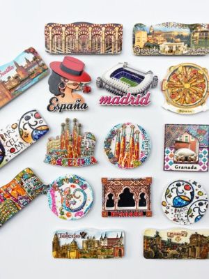 Tourist Attractions Across Spain Check-In Landmark Architectural Commemorative Handicrafts Magnetic Refrigerator Stickers Collection Companion Gift 【Refrigerator sticker】▣