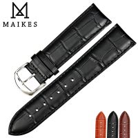 MAIKES sabuk gelang jam tangan hitam tali jam kulit asli aksesori jam tangan 18mm 20mm 22mm