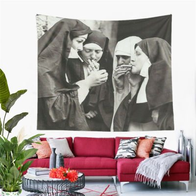 Feminist Print Nuns Tapestry Wall Hanging Hipp Tapestry Aesthetic Room Decoration Tapestris Home Decor Background Cloth