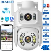 BESDER 8MP WiFi Camera PTZ Dual Screens Auto Tracking Night Vision CCTV Surveillance Camera Outdoor 4MP Security IP Camera icsee