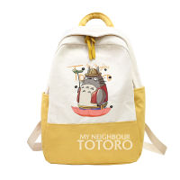 Harajuku Funny Totoro Backpack for Kids Anime Cartoon Patchwork Canvas Shoulder Bag for School