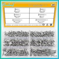 COOLEAF 270Pcs หัวเวเฟอร์ สกรูเกลียวปล่อยสำหรับโลหะ #8 สกรูยึดหัวฟิลิปส์ดัดแปลง สกรูเจาะด้วยตนเอง พร้อมกล่องเก็บของ 410สแตนเลสสตีล สกรูโลหะแผ่น แผ่นโลหะแผ่น