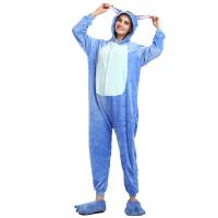 ชุดตะเข็บสีน้ำเงิน Kigurumi ชุดคู่ Onesie Unisex การ์ตูนชุดใส่อยู่บ้านตลกๆสำหรับฤดูหนาวชุดจั๊มสูทสัตว์ของขวัญเทศกาลชุดนอนแบบชิ้นเดียวชุดนอนชุดใส่อยู่บ้านชุดนอนน่ารักคอสเพลย์