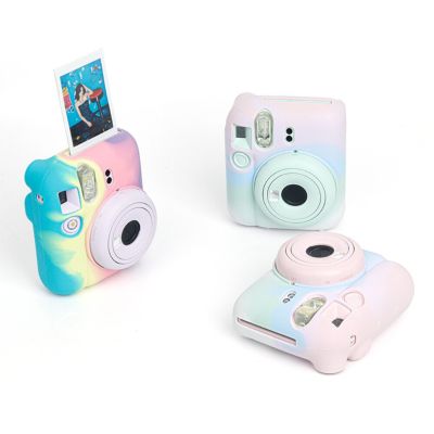 เคสกล้องสีลูกอมสีรุ้งสำหรับ Instax Mini 12ฝาป้องกันซิลิโคนแบบนิ่มทันทีสำหรับอุปกรณ์เสริม Fujifilm Instax Mini 12