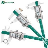 FUJIWARA คาลิเปอร์สแตนเลสจอแสดงผลดิจิตอล0-150มม. ส่วนของ1/64/มม./นิ้ว IP54เครื่องวัดไฟฟ้าแบบปรับเลื่อนได้ LCD กันน้ำ