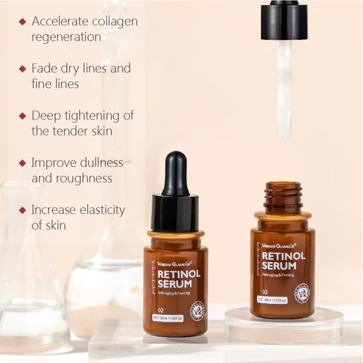 vibrant-glamour-fda-retinol-facial-serum-เรตินอล-เอสเซนส์บำรุงผิวหน้า-ต่อต้านวัย-เลือนริ้วรอย-บริษัท-ยก-ให้ความชุ่มชื้น-ครีมต่อต้านริ้วรอย-30ml