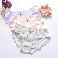 Japanese Style Bubble Cotton All Cotton Pure Cotton Princess y Embroidery Flying Triangle Girls Underwear