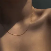 Simple Collarbone Necklace for Women Man Stainless Steel Gold Color Snake Chain Choker Minimalist Jewelry Wedding Party Gift